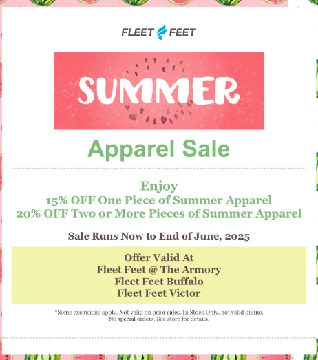 Fleet Feet Summer Apparel Sale Event Image